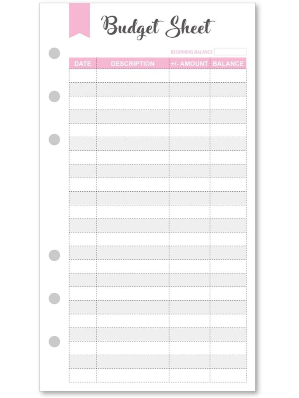 Set of 90 Sheets Expense Tracker, 6-Hole Punched Budget Sheets for A6 Budget Bin